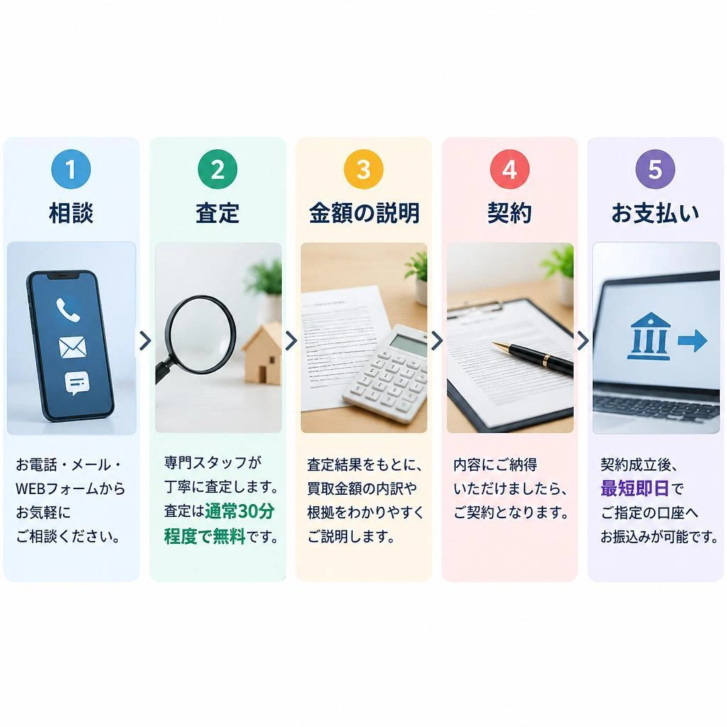 査定から買取までスムーズ。お支払い方法も事前にご案内